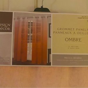 Design Decor 2 curtain panels 40” x 84” ea Ombré…coral, orange, cream